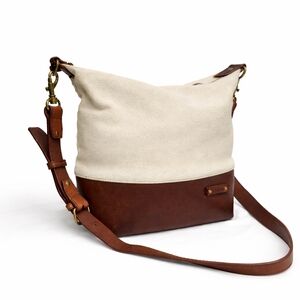 L.L.Bean Waxed Canvas & Leather Crossbody Shoulder Bag | Adjustable Strap